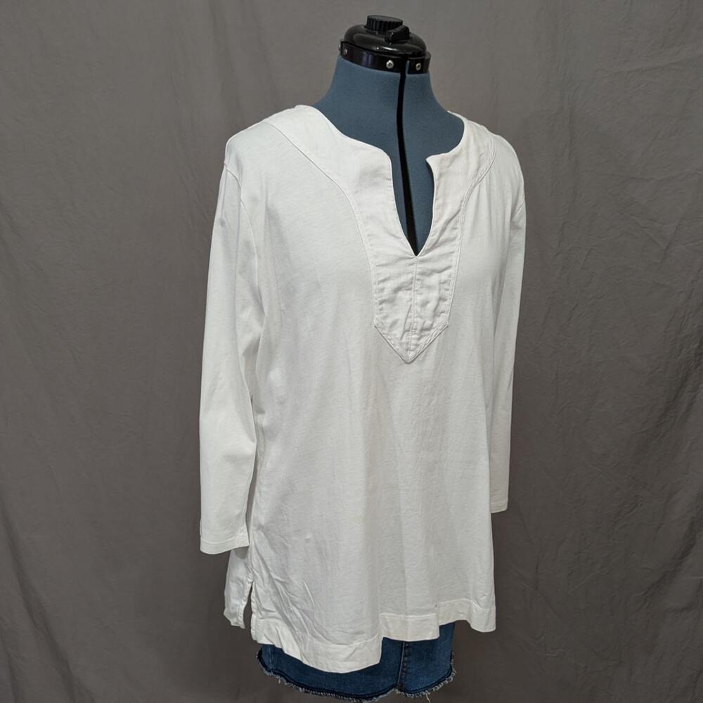 White 100% cotton long‑sleeve tunic by Lauren Ralph Lauren, size M
